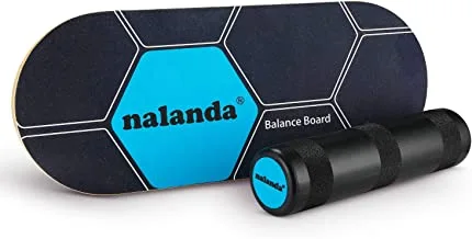 NALANDA Balance Board Stability Core Trainer ، لوح أسطوانة احترافي مع سطح مضاد للانزلاق ولوح من الخشب الصلب للتمارين اليومية والتدريب الرياضي ورياضات اللوح