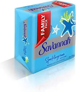 Savannah body and handwash bar soap pack, sparkling fresh, 4 x 120g