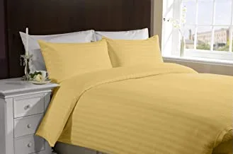 طقم ملاءة سرير مخططة واسعة من قطعتين للفنادق ، 300Tc قطن ، مقاس مفرد ، بني داكن ، توأم / مفرد