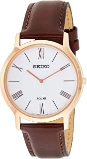 Seiko Unisex-Adult Solar Powered Watch, Analog Display and Leather Strap