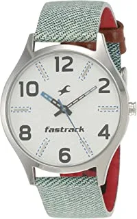 Fastrack White Dial Blue Leather Strap Watch