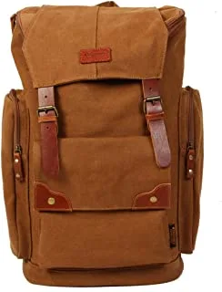 Discovery Adventures Vintage Canvas Backpack 20L, By Hirmoz - Rucksack, Satchel Travel, School Laptop Bag, Casual Daily Bags - Khaki, Dhf64691-Kh