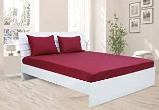 Deyarco Princess Fitted Sheet 3pc-Fabric: Poly Cotton 144TC - Color: Maroon -Size: King 200x200+30cm + 2pc Pillowcase 50x75cm