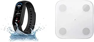 Xioami Mi Smart Band 6 Sports Smart Bracelet- Amoled Display- Black & New Xiaomi Mi Body Composition Scale 2 Smart Fat Weight Health Scale BT 5.0 Balance Test 13 Body Date BMI Weight Scale