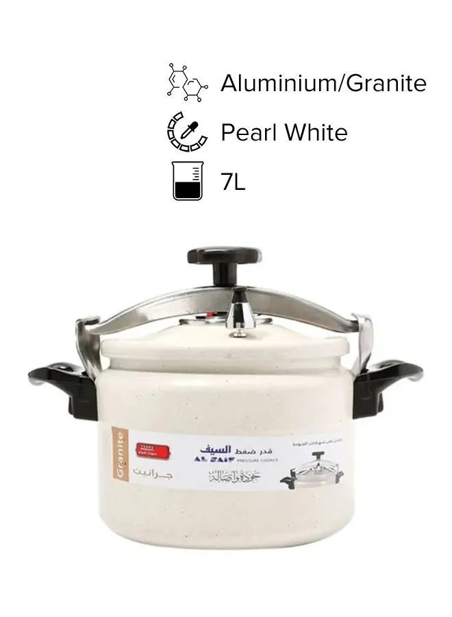 Alsaif Aluminium Granite Pressure Cooker Pearl White 7.0Liters