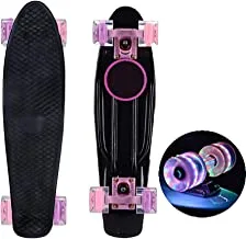 COOLBABY Complete 22inches Cruiser Skateboard with led Light up Wheels for School and Travel