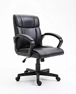 MAHMAYI OFFICE FURNITURE Padded Mid-Back Office Desk Chair, Black, 27 X 25.8 X 39.2 Inch, Mid-Black-Chair