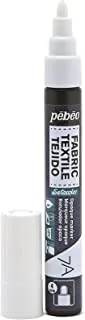 Pebeo 7A Opaque Marker with 4 mm Round Nib for Light and Dark Coloured Fabrics, 01 White Box 6 Each