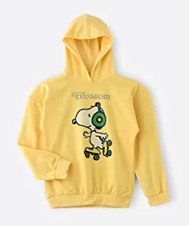 Snoopy Hooded Sweatshirt for Senior Girls - Mustard, 11-12 Year