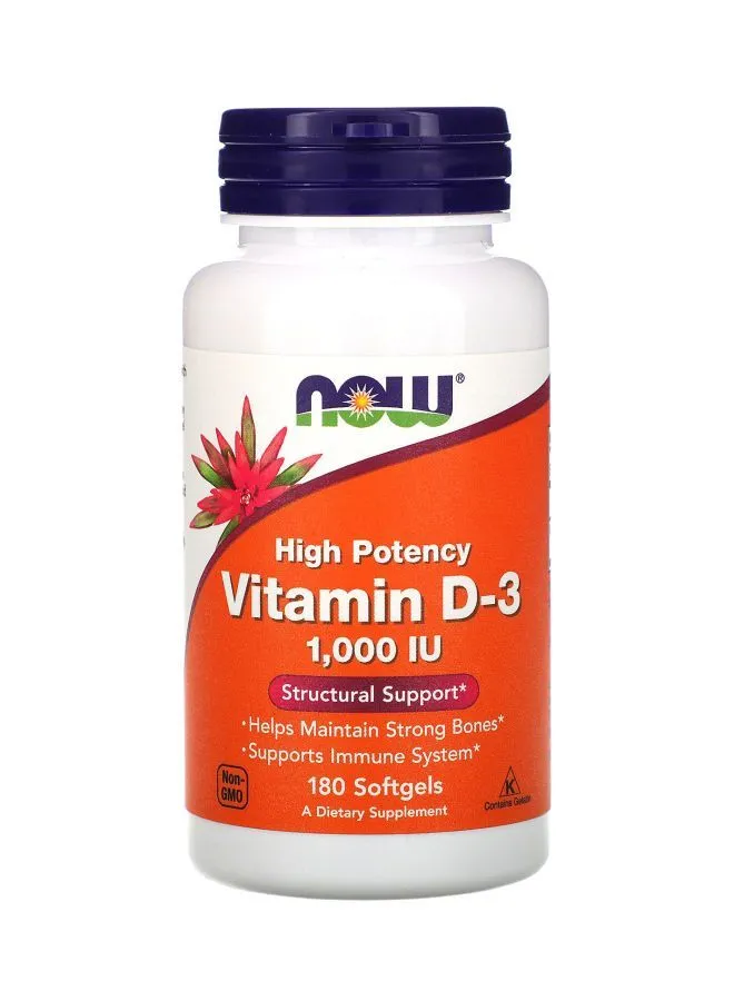 Now Foods High Potency Vitamin D-3 1000IU - 180 Softgels