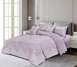 Ming Li Winter fur Comforter 6 Pieces Set, King Size, Pink, FLRTK-006