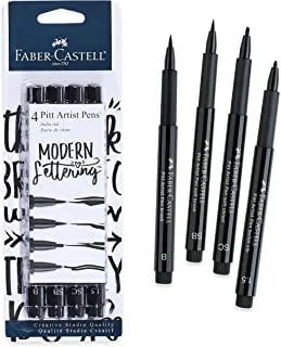 Faber castell modern lettering pitt artist pen set, black, 4 count (pack of 1)