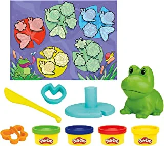 مجموعة المبتدئين من Play-Doh Frog 'n Colors مع مفرش اللعب ، ألعاب ما قبل المدرسة للفتيات والأولاد بعمر 3 سنوات ، لعبة الضفدع اليدوية في مرحلة ما قبل المدرسة و 4 ألوان مركبة للنمذجة