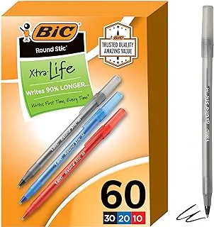 BIC Round Stic Ballpoint Writing Pens, Multi-colored