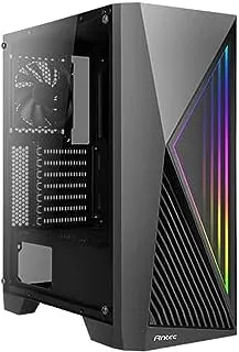 Antec NX Series NX280 Mid-Tower ATX Gaming Case, 1 x 120mm Fan Included, Mesh & Geometric Diamond-shaped Design Front Panel & Tempered Glass Side Panel, 360mm Radiator Support - Black