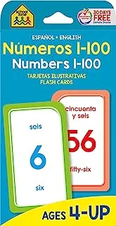 School Zone - Bilingual Numbers 1-100 Flash Cards - Ages 4+, Preschool To Kindergarten, Esl, Language Immersion, Addition, Subtraction, And More (Spanish And English Edition) (Spanish Edition)