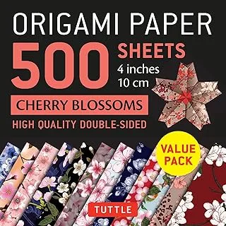 ورق اوريغامي 500 ورقة أزهار الكرز 4 بوصة (10 سم): ورق Tuttle Origami: أوراق أوريغامي على الوجهين مطبوعة بـ 12 نمطًا مختلفًا