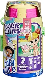 Baby Alive Foodie Cuties, Bottle, Sun Series 1, Surprise Toys for 3 Year Old Girls, Baby Doll Set, 3-Inch Doll, Kids 3 and Up, 7 Surprises