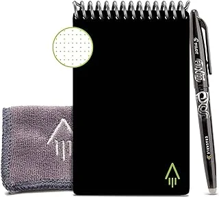 Rocketbook Smart Reusable - Dotted Grid Eco-Friendly Notebook with 1 Pilot Frixion Pen & 1 Microfiber Cloth Included - Infinity Black Cover, Mini Size (8.9 cm x 14 cm)