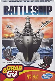 Battleship Grab and Go Game; Portable 2 Player Game; Fun Travel Game for Ages 7 and Up