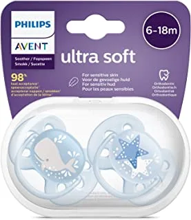 PHILIPS Avent soft Soother, 6-18 Months Boy Mix Deco, 2 Count (Pack of 1), SCF223/03