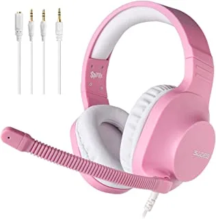 SADES Stereo Gaming Headset -Spirits- Headphones with Noise-Reduction Microphone & Control-Remote for PC Computers Laptop PS4 New Xbox One Cellphones Tablets - Pink 25*20*10