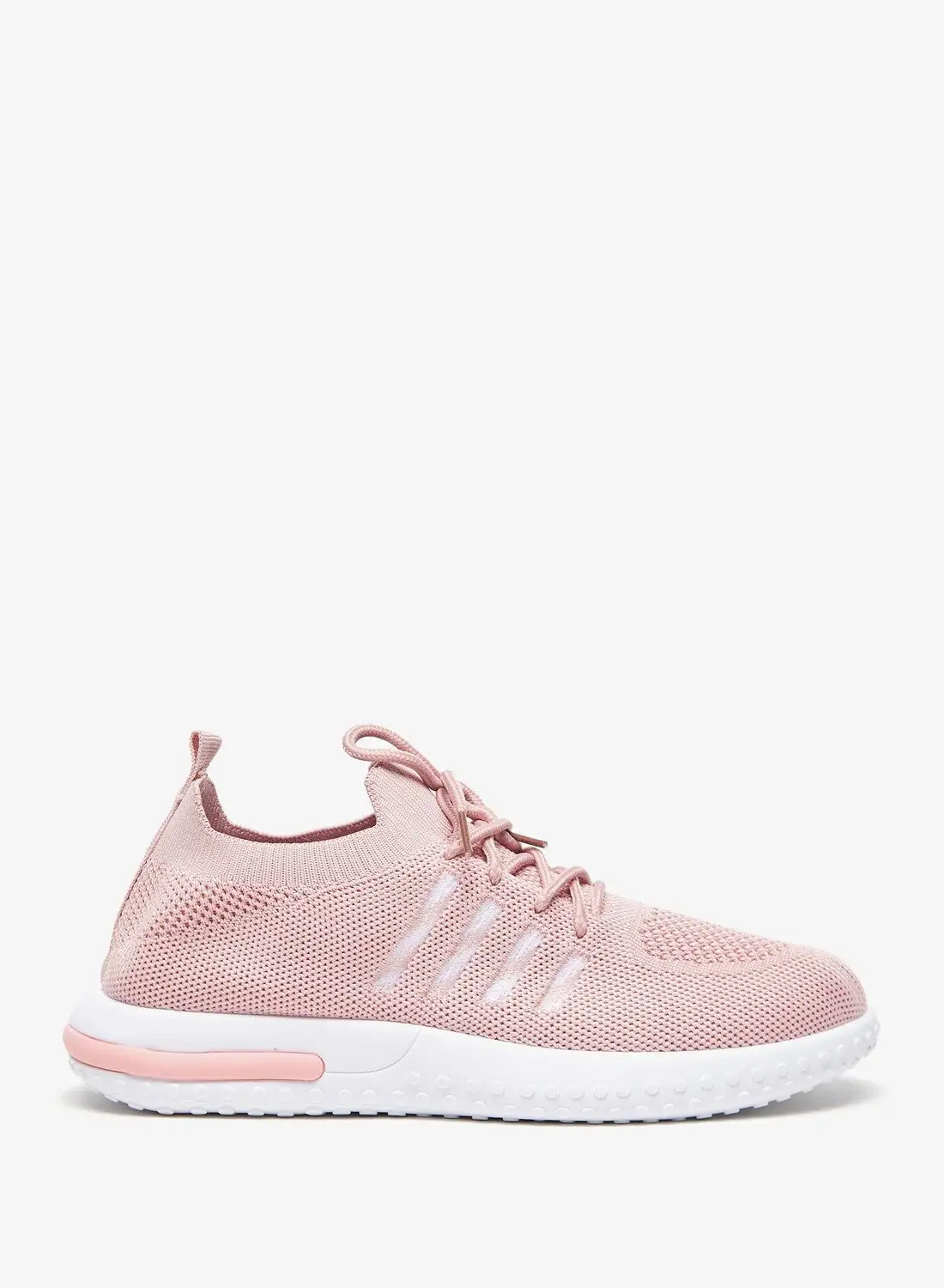 shoexpress Girls Textured Running Shoes with Lace Up Closure and Pull Tabs Pink