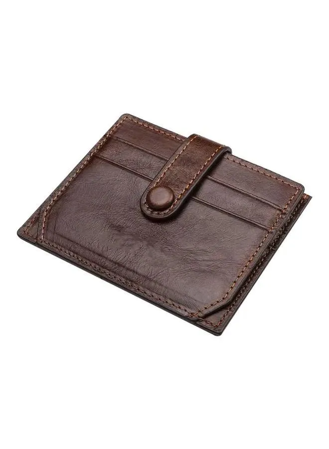 Generic Multifunctional Leather Anti Theft Zipper Card Bag With Buckle Multi Clip Men Wallet Deep Coffee