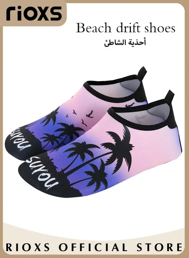 RIOXS Water Shoes Beach Socks For Women Barefoot Aqua Socks Quick-Dry Non-Slip Swim Shoes For Beach Swimming Pool Water Park