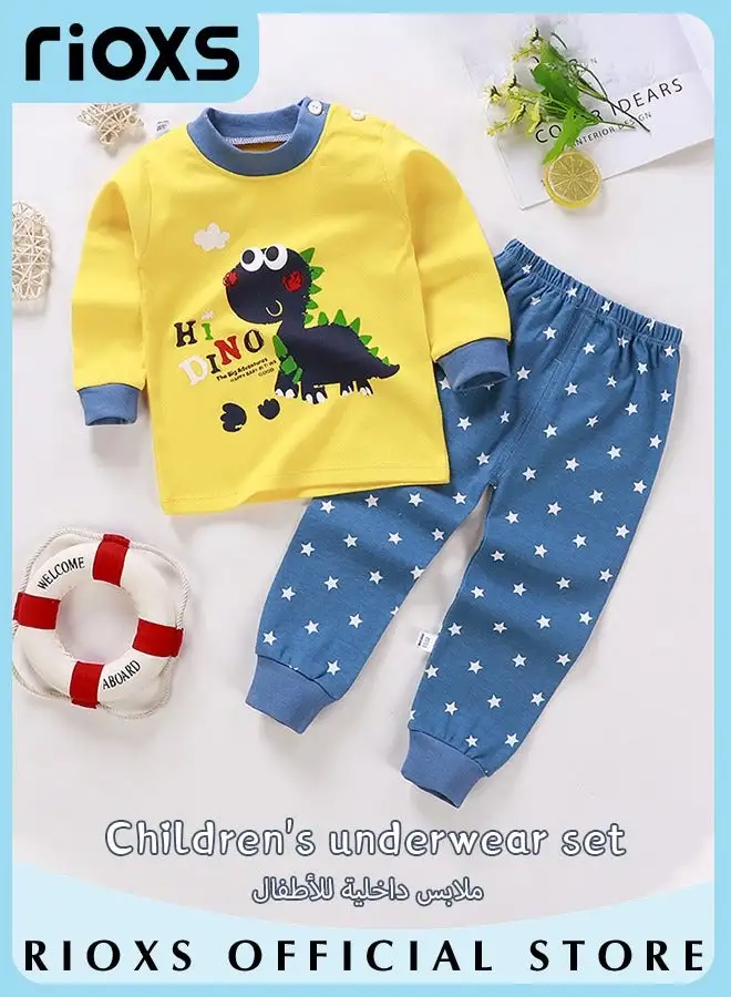 RIOXS Baby Boys Long Sleeve Tops Pants Clothes Set 2 Pcs Pajama Set Outfits Playwear Sleepwear