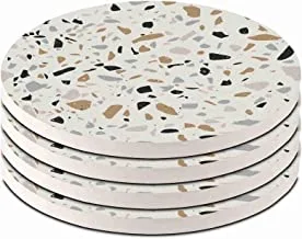 Terrazzo small mix Set of 4 Ceramic Coasters For Drinks Absorbent with Cork Base Use as House Decor Living Room or Coffee Bar Decor By LOWHA