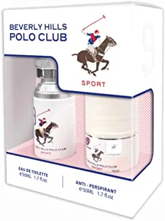 Beverly Hills Polo Club Sport No.9، Gift Set for Men EAU DE TOILETTE 50ml + Antiperspirant Roll-on 50ml