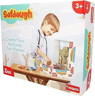 Sofdough Zoo لعبة عجينة مع قوالب ثنائية وثلاثية الأبعاد وعجين ملون