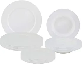 Shallow Dinner Set, White, TS-DSW-18, 18 Pieces