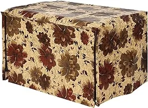 Heart Home PVC Flower Printed Microwave Oven Cover, Dustproof Machine Protector Cover,30 Ltr. (Brown)-50HH01271