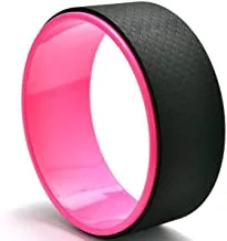 Yoga wheel with thick cushion, to tighten chest and shoulders, deepen back flexion, improve yoga postures, balance and flexibility - black/pink