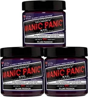 Manic Panic Semi-Permament Haircolor Plum Passion 4Oz Jar (3 Pack)