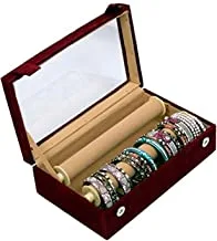 Kuber industries 2 rods transparent bangle organizer box velvet coated jewelry storage case standard multi