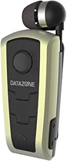 Datazone DZ-F910 Wireless Mini Retractable Portable Bluetooth Vibration Reminder Headphone Clip on (Gold), small
