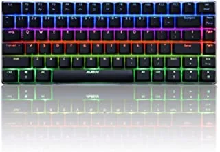 لوحة مفاتيح ميكانيكية متينة من ACGAM RGB ، AK33 82 مفتاحًا ، مفاتيح زرقاء بإضاءة خلفية LED ، لوحة مفاتيح ألعاب سلكية محمولة للألعاب