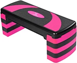 Max Strength Aerobic Exercise Stepper with 5 Adjustable Step Levels Great for Home Gym, Cardio & Palesta Pilates sports workout Routine Yoga (Pink Black)