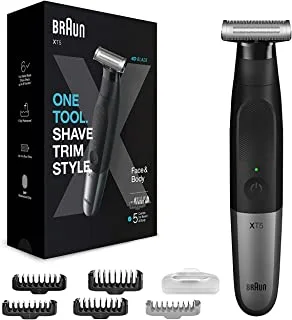 Braun Series X Xt5100 Wet & Dry All-In-One Tool Electric Razor & Beard Trimmer With 5 Attachments, Black / Silver