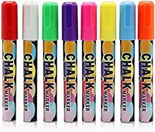 8 Pack Liquid Chalk Markers Colorful Erasable Glass Chalkboards Pens with Reversible Tips