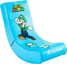 X Rocker Officially Licensed Nintendo Super Mario Bros Video Rocker Gaming Chair for Juniors, Folding Rocking Seat- JOY Collection (Blue, LUIGI)