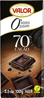 Valor 70% Dark Chocolate with 0% Added Sugar, 100 g