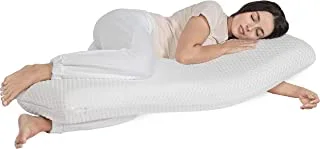 Moon Multi Function Pillow Soft and Comfortable Maternity Pregnancy Support with Memory Foam, Long Pillow, White