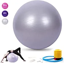 Marshal Fitness Yoga Ball, Exercise Ball for Fitness, Balance & Birthing, Anti-Burst Professional Quality Stability, Design Balance Ball Pilates Core and Workout Ball with Quick Pump - 65 cm (Silver)