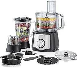 Black & Decker |600W Food Processor |1.5L Family Size Bowl|29 functions for Slicing, Chopping and a Grinder mill for coffee, herbs and blade for dough | Black + Silver | FX650-B5 | 2 year warranty