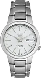Seiko Men Automatic Watch, Analog Display And Stainless Steel Strap SNKA01K1, Silver/White, Casual