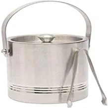 Chef Inox Stainless Steel Double Wall Trio Ice Bucket With Tong 1 Liter, Silver - In-1971000-Tri